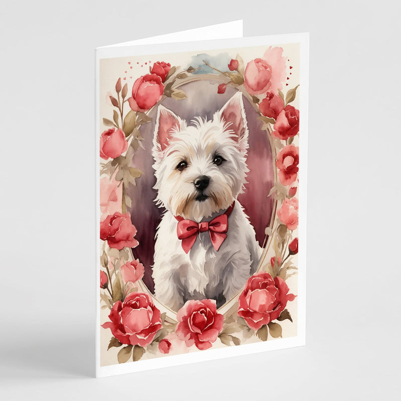 Westie Terrier Valentine Roses Greeting Cards Pack of 8