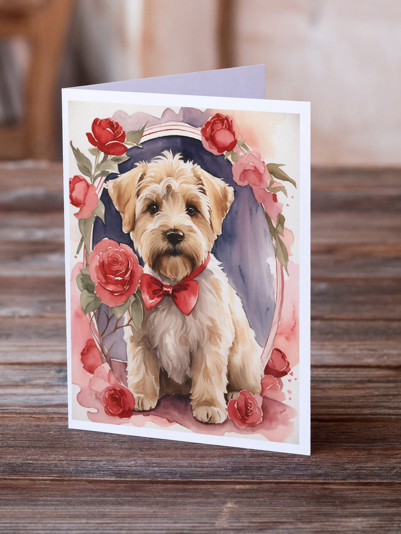 Wheaten Terrier Valentine Roses Greeting Cards Pack of 8