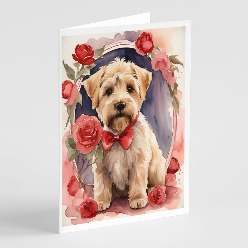 Wheaten Terrier Valentine Roses Greeting Cards Pack of 8