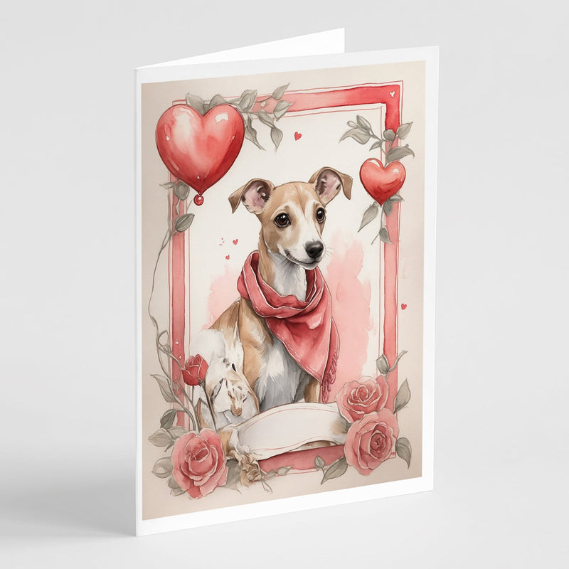 Whippet Valentine Roses Greeting Cards Pack of 8