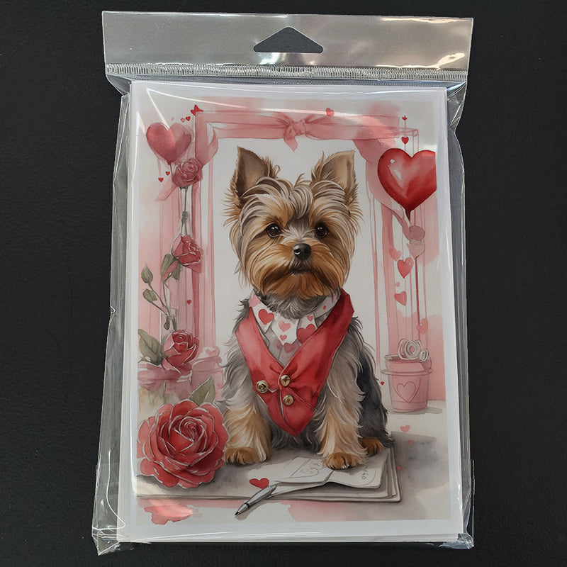 Yorkshire Terrier Valentine Roses Greeting Cards Pack of 8