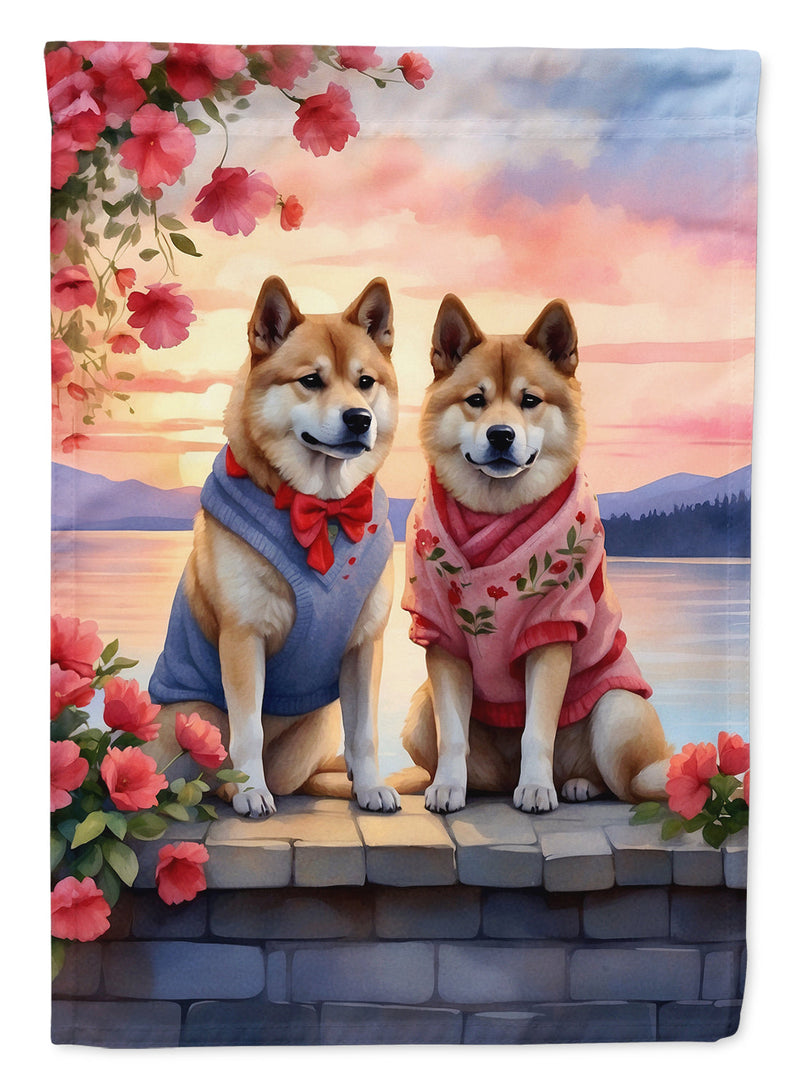 Akita Two Hearts Garden Flag