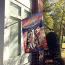 Alaskan Malamute Two Hearts House Flag