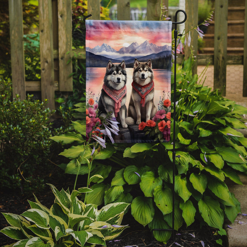 Alaskan Malamute Two Hearts Garden Flag