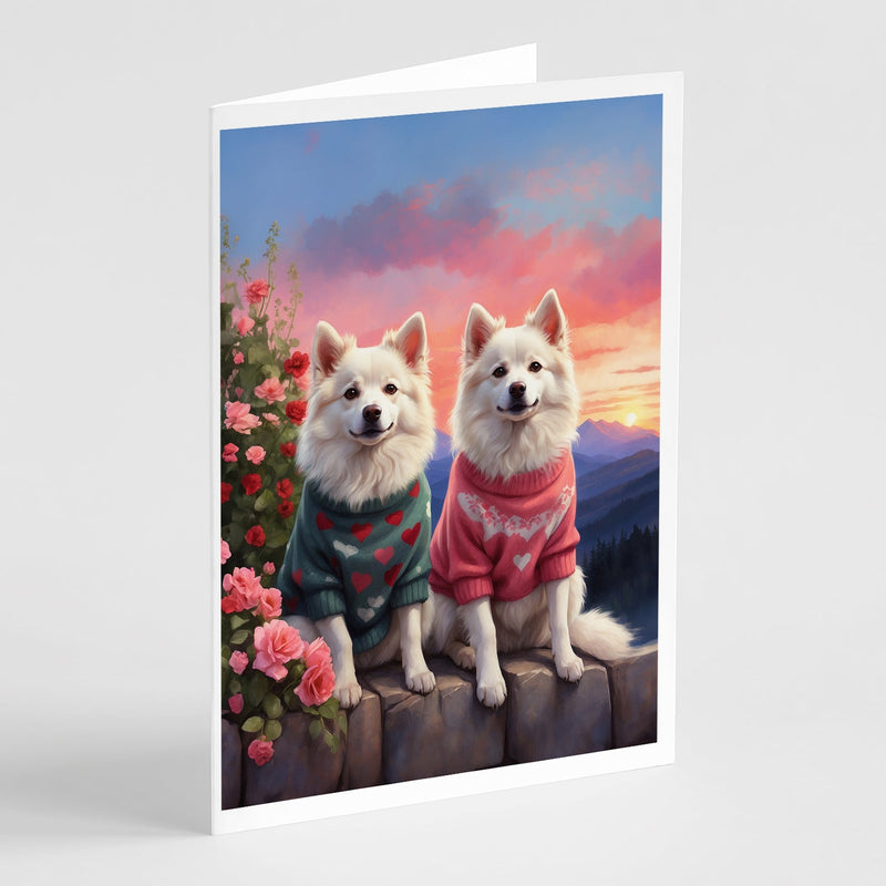 American Eskimo Two Hearts Greeting Cards Pack of 8