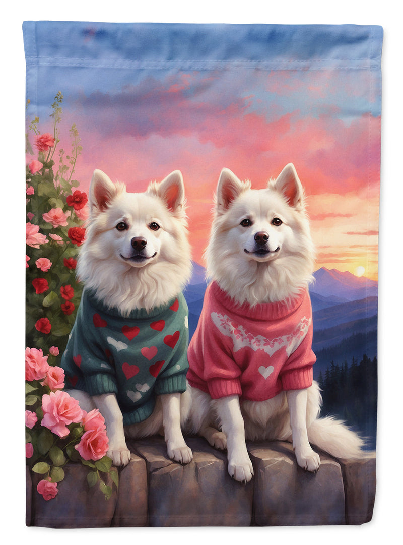 American Eskimo Two Hearts Garden Flag