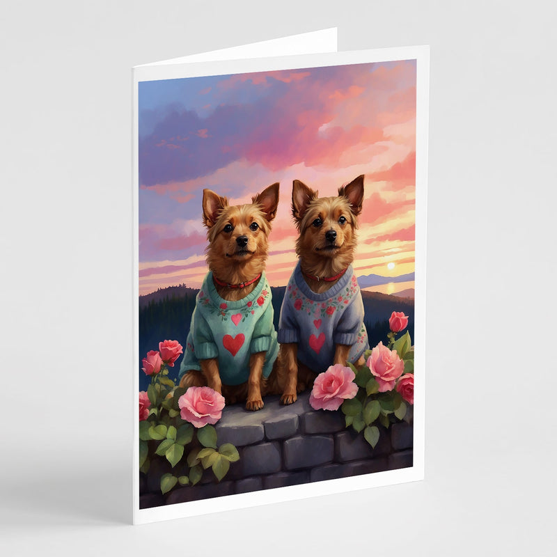 Australian Terrier Two Hearts Greeting Cards Pack of 8