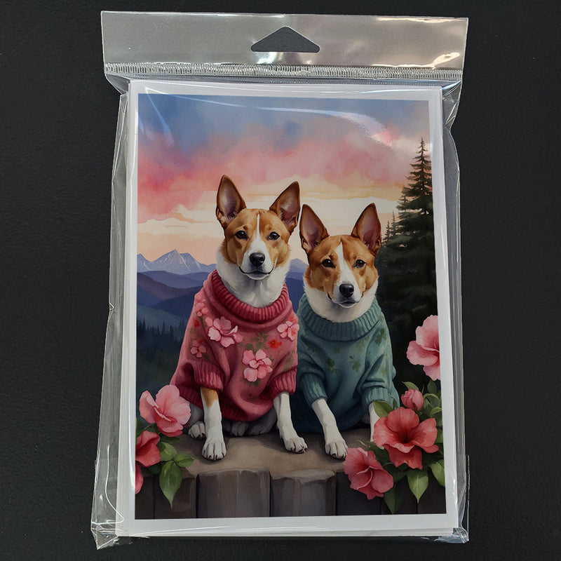 Basenji Two Hearts Greeting Cards Pack of 8