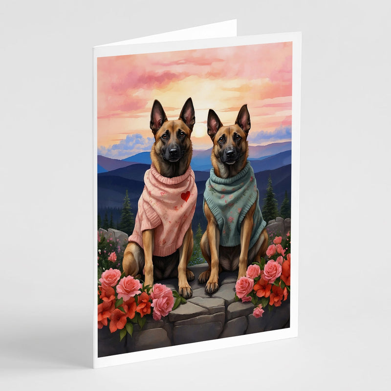 Belgian Malinois Two Hearts Greeting Cards Pack of 8