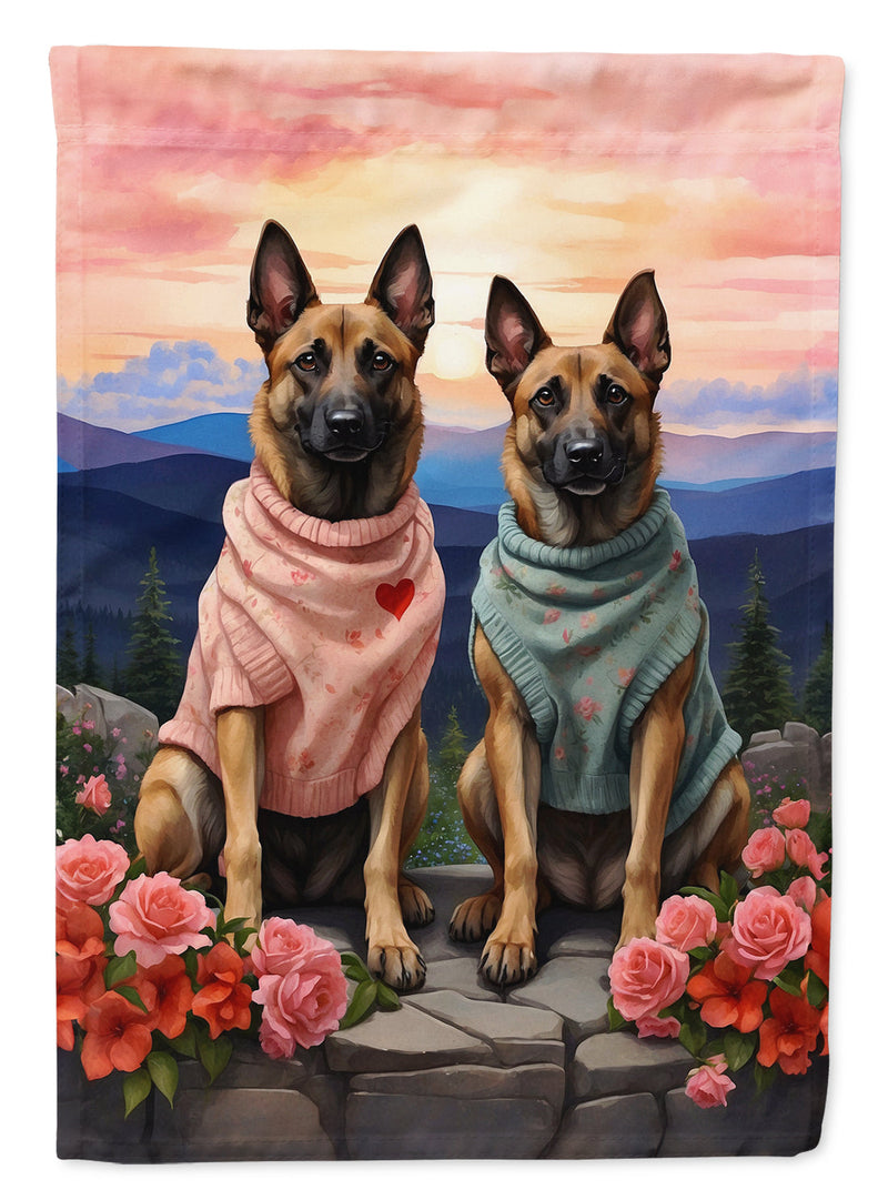 Belgian Malinois Two Hearts Garden Flag