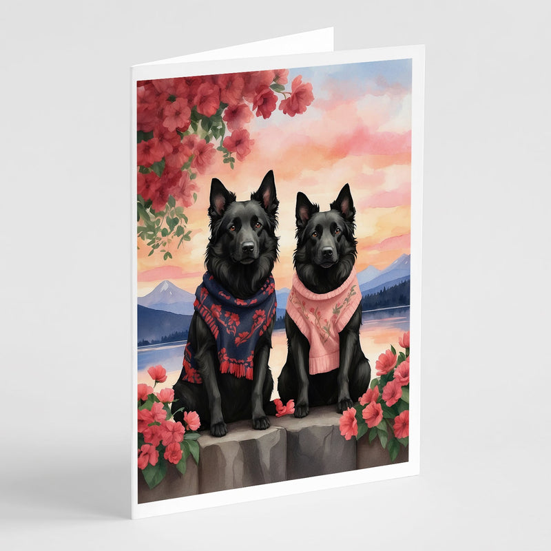 Belgian Sheepdog Two Hearts Greeting Cards Pack of 8