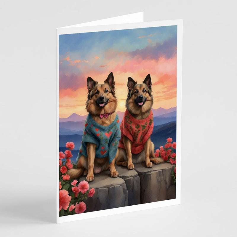 Belgian Tervuren Two Hearts Greeting Cards Pack of 8