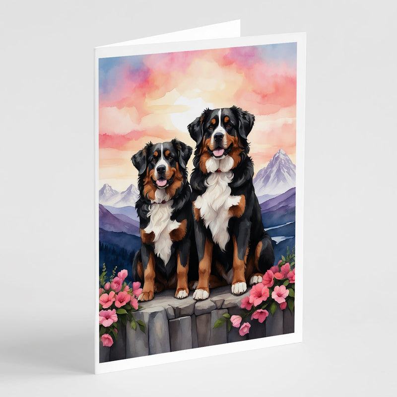 Bernese Mountain Dog Two Hearts Greeting Cards Pack of 8