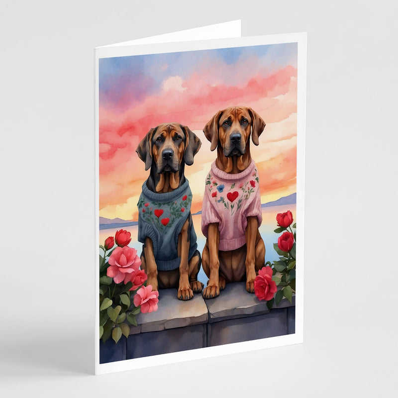 Bloodhound Two Hearts Greeting Cards Pack of 8