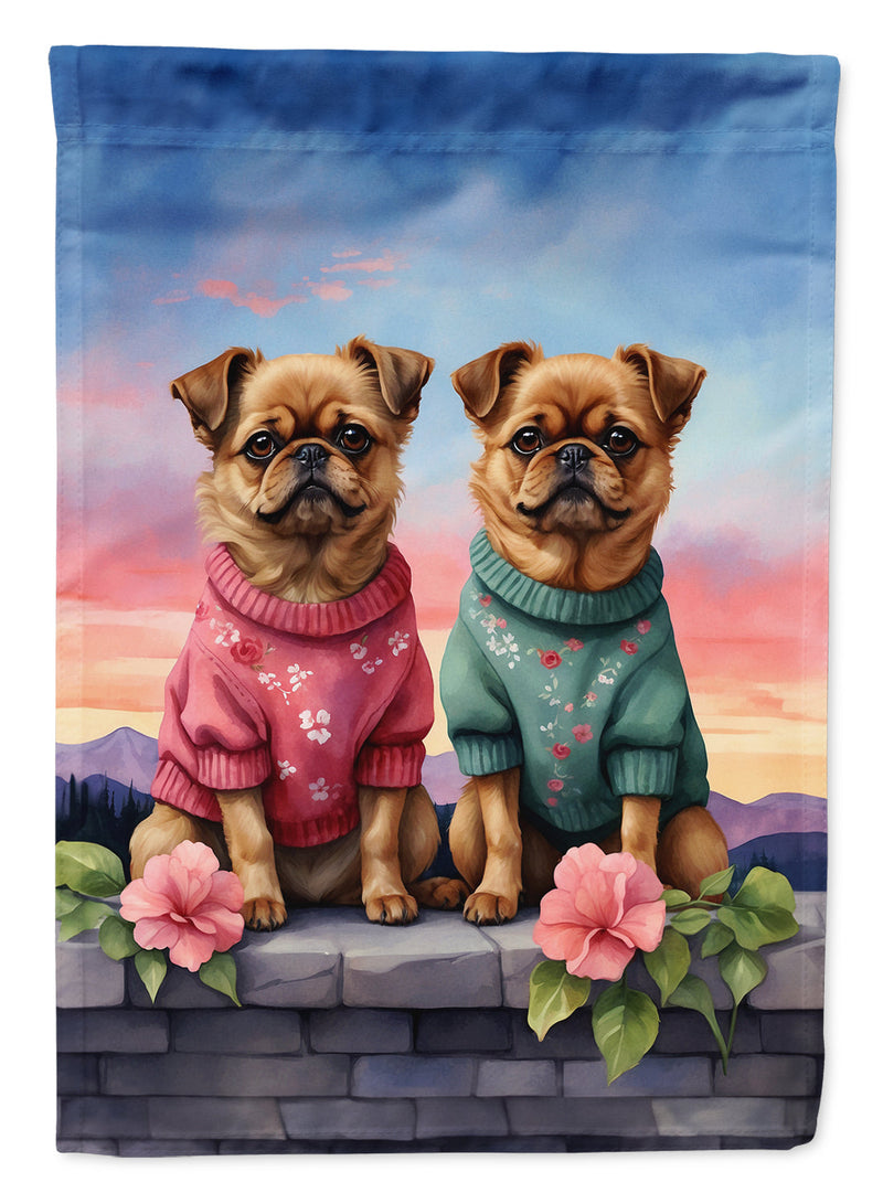 Brussels Griffon Two Hearts House Flag