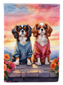 Cavalier Spaniel Two Hearts House Flag