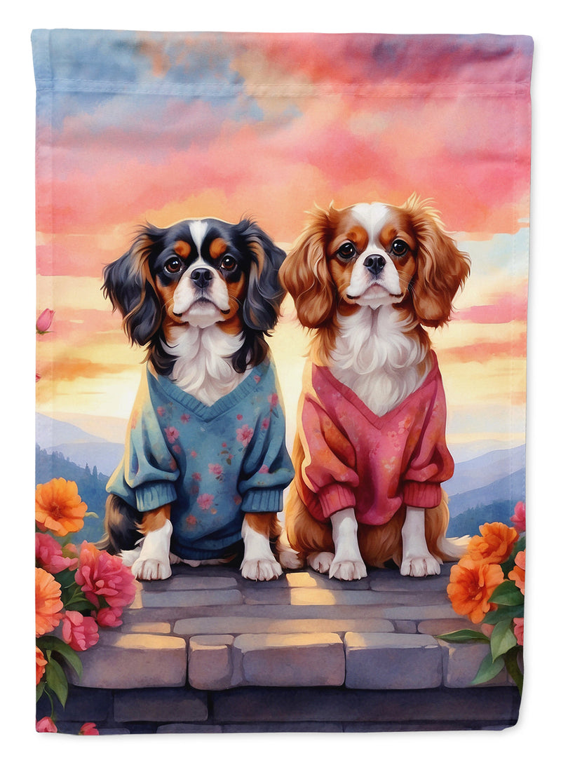 Cavalier Spaniel Two Hearts House Flag