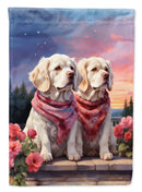 Clumber Spaniel Two Hearts House Flag