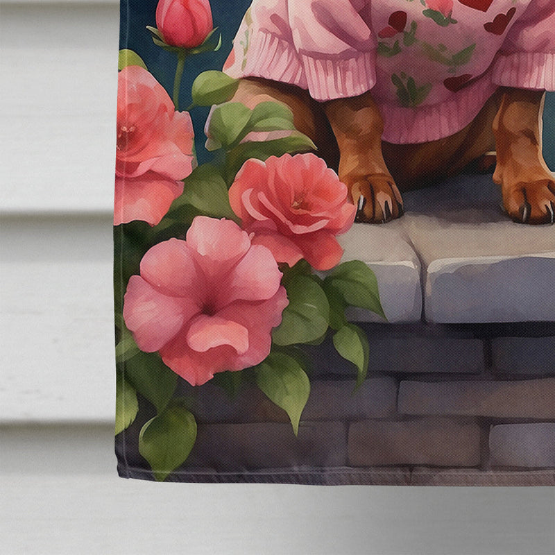 Dachshund Two Hearts House Flag