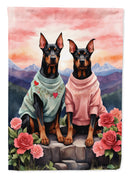Doberman Pinscher Two Hearts House Flag