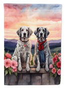 English Setter Two Hearts House Flag