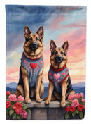 German Shepherd Two Hearts House Flag