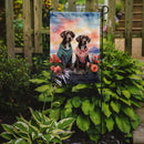 German Shorthaired Pointer Two Hearts Garden Flag –  Romantic Dog Pair with Sunset & Mountain Background