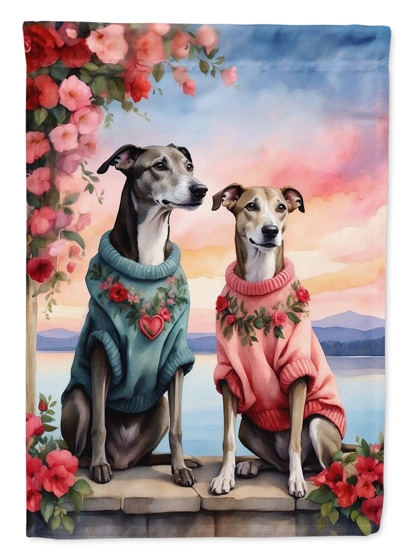 Greyhound Two Hearts House Flag