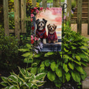 Havanese Two Hearts Garden Flag –  Romantic Dog Pair with Sunset & Mountain Background