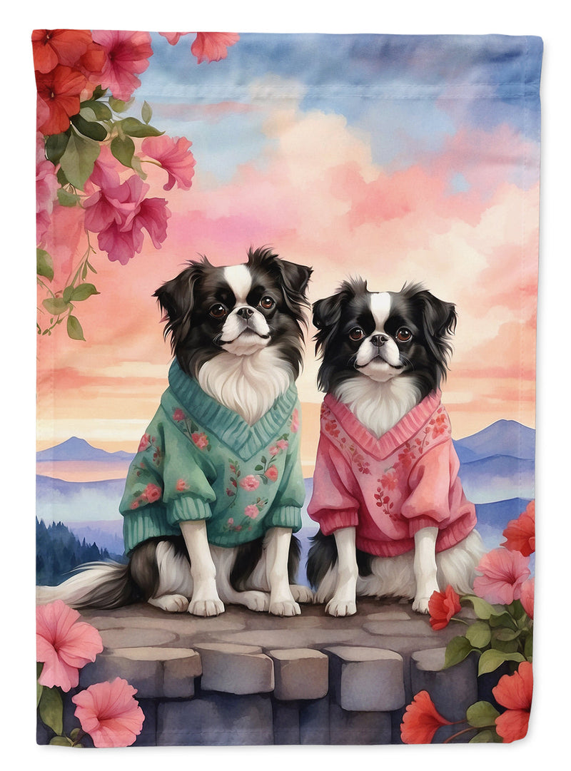 Japanese Chin Two Hearts House Flag