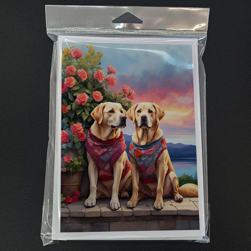 Yellow Labrador Retriever Two Hearts Greeting Cards Pack of 8