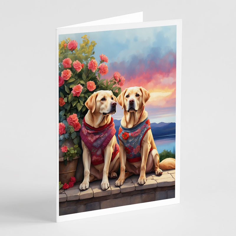 Yellow Labrador Retriever Two Hearts Greeting Cards Pack of 8