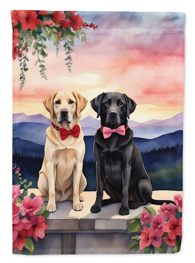 Labrador Retriever Two Hearts House Flag