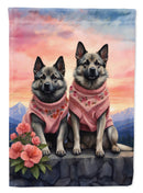 Norwegian Elkhound Two Hearts House Flag