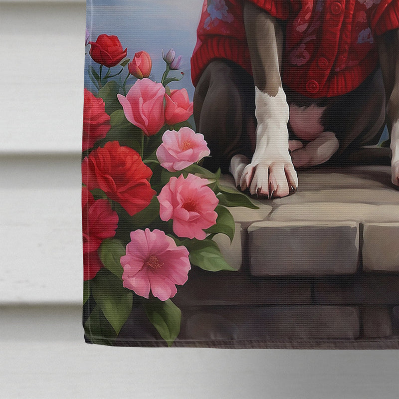 Pit Bull Terrier Two Hearts House Flag