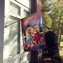 Pomeranian Two Hearts House Flag