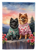 Pomeranian Two Hearts House Flag