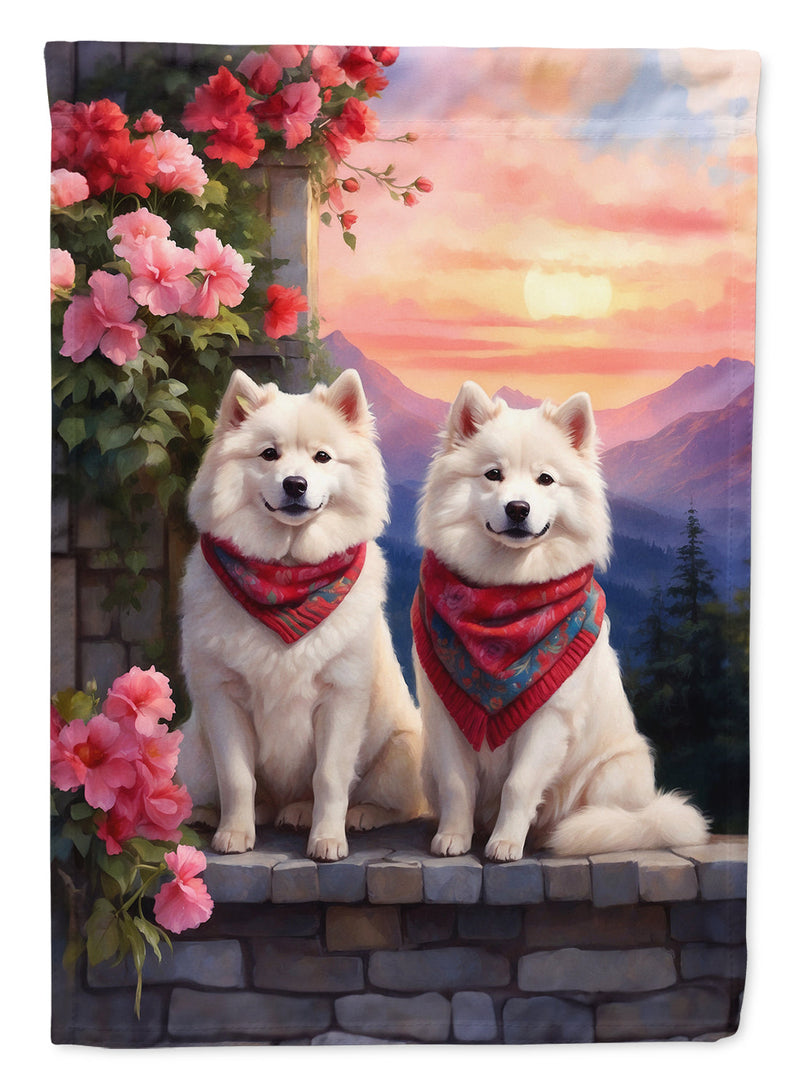 Samoyed Two Hearts House Flag
