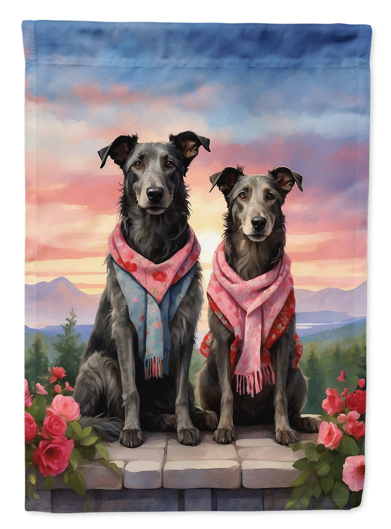 Scottish Deerhound Two Hearts House Flag