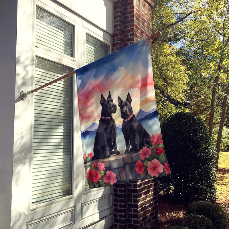 Scottish Terrier Two Hearts House Flag