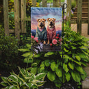 Shar Pei Two Hearts Garden Flag –  Romantic Dog Pair with Sunset & Mountain Background