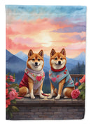 Shiba Inu Two Hearts House Flag