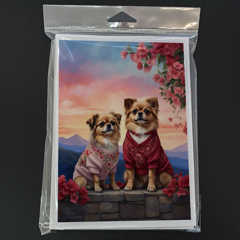 Tibetan Spaniel Two Hearts Greeting Cards Pack of 8