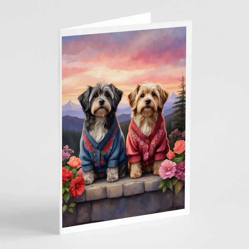 Tibetan Terrier Two Hearts Greeting Cards Pack of 8