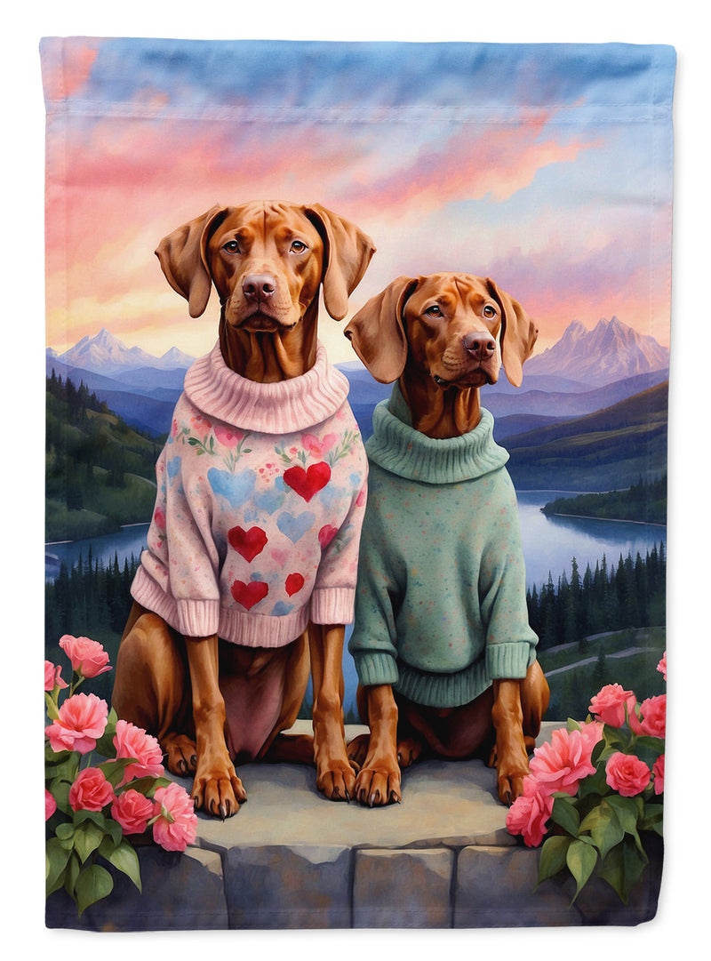 Vizsla Two Hearts House Flag