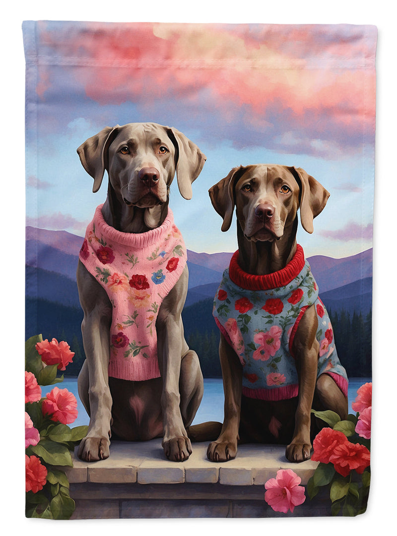 Weimaraner Two Hearts House Flag