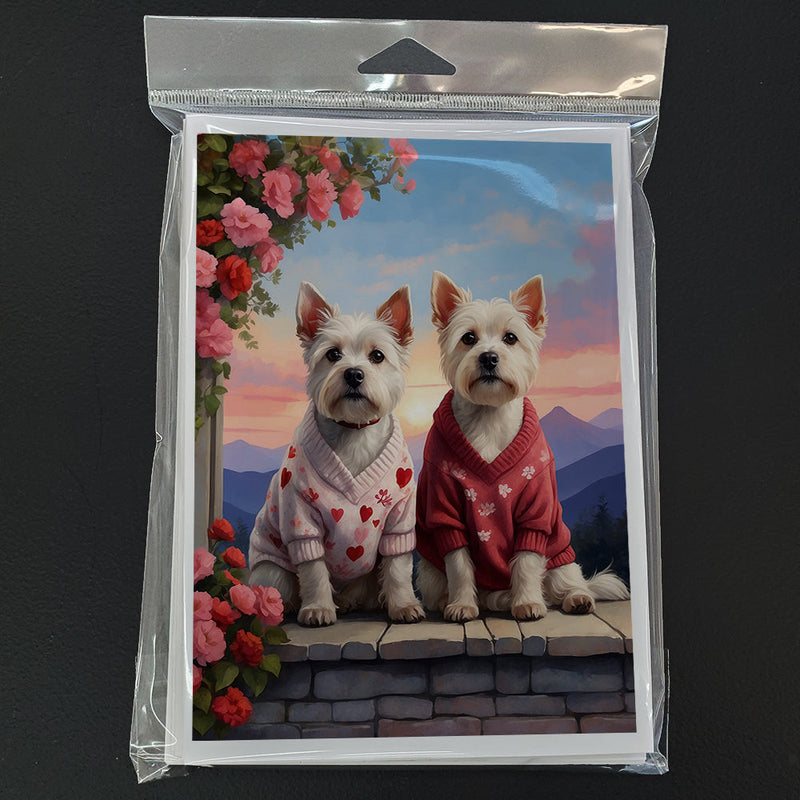 Westie Two Hearts Greeting Cards Pack of 8