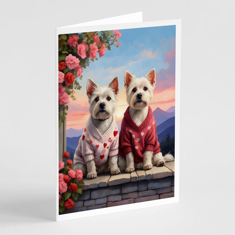 Westie Two Hearts Greeting Cards Pack of 8