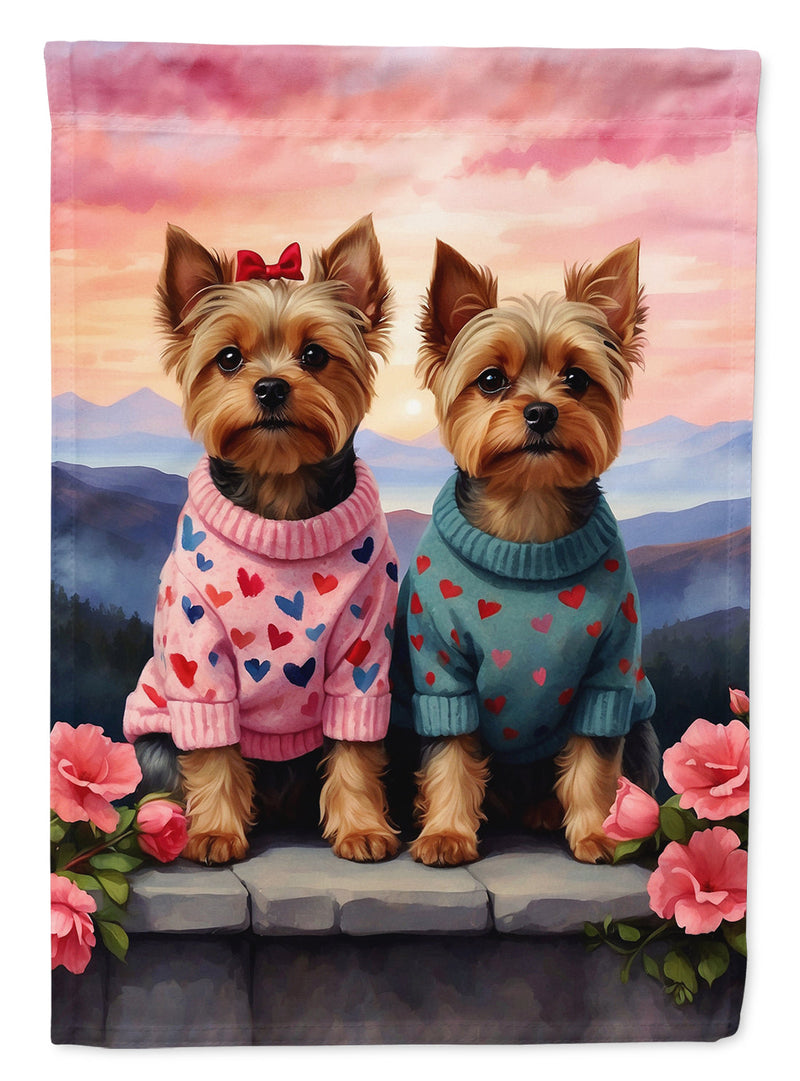 Yorkshire Terrier Two Hearts House Flag