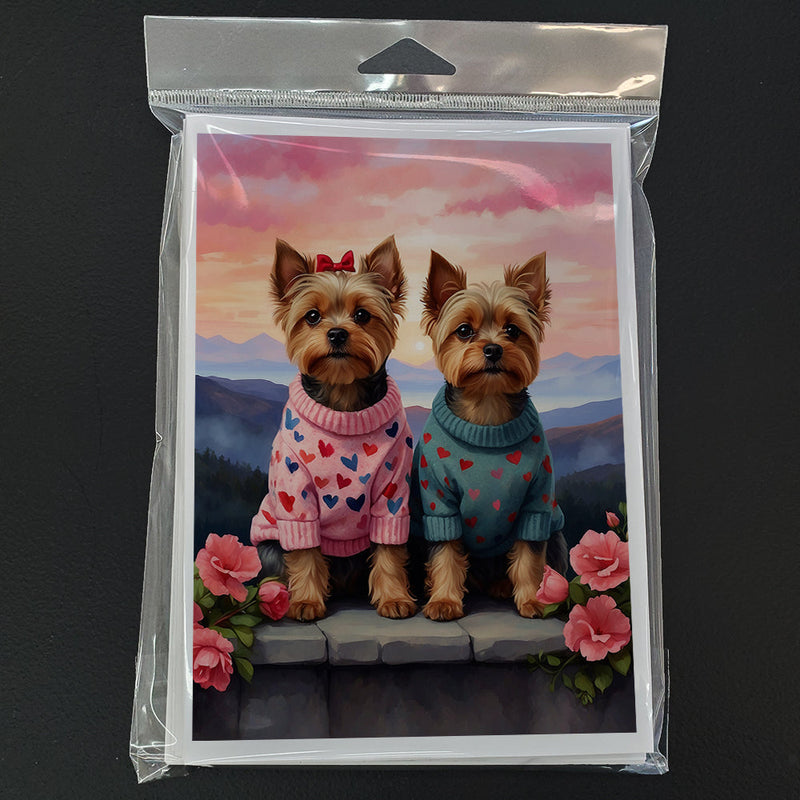 Yorkshire Terrier Two Hearts Greeting Cards Pack of 8